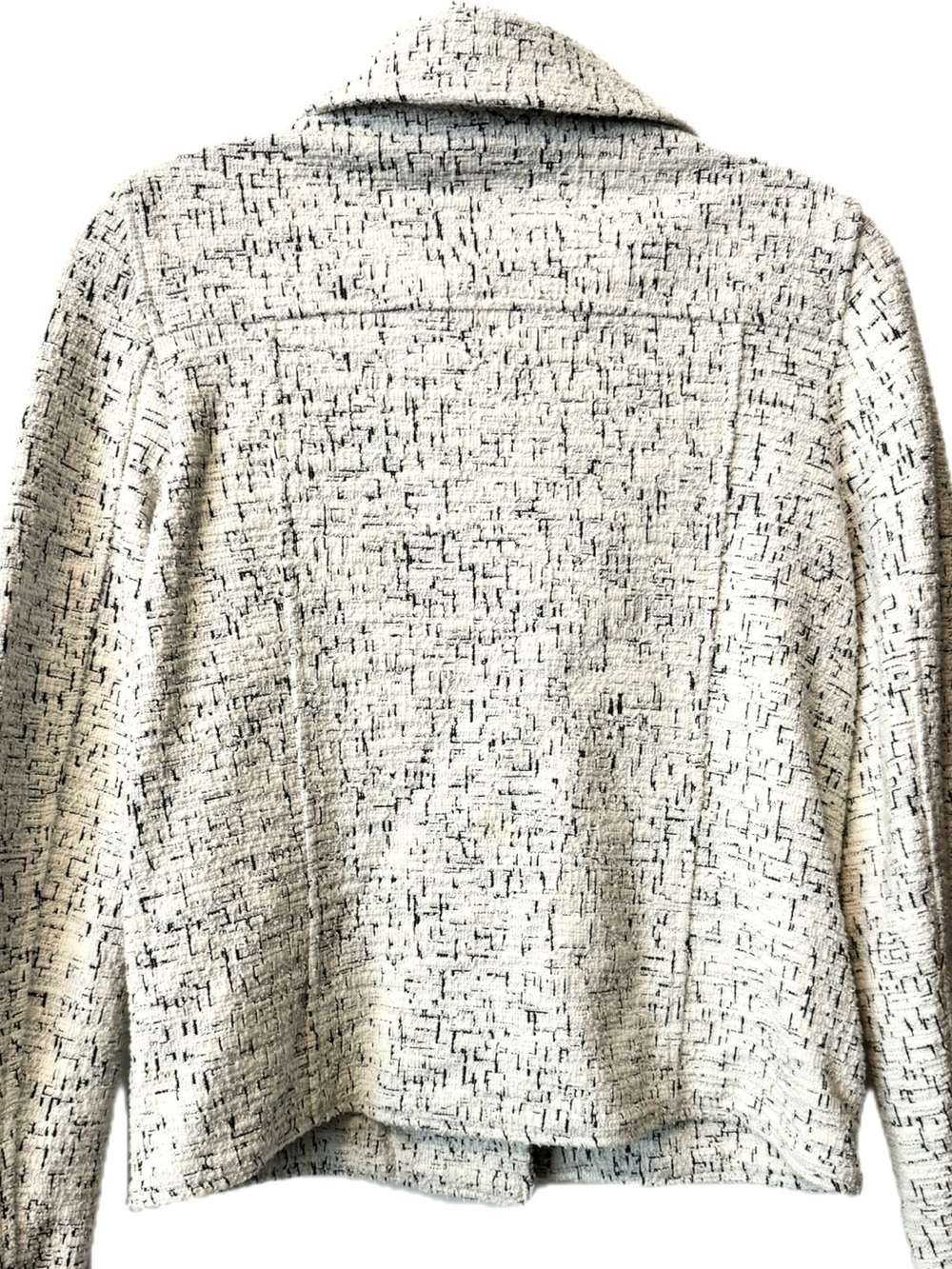 Max Studio Bouclé Tweed Jacket SM Black White Parisian Inspired Blazer Moto Zip - Picture 4 of 6